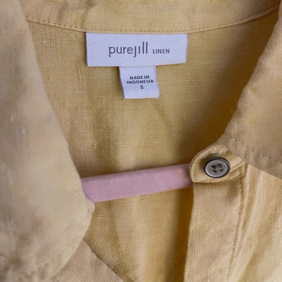 J.Jill Pure Jill Butter Yellow Linen Patch Pocket Button Front Midi Shirt Dress - Picture 4 of 8